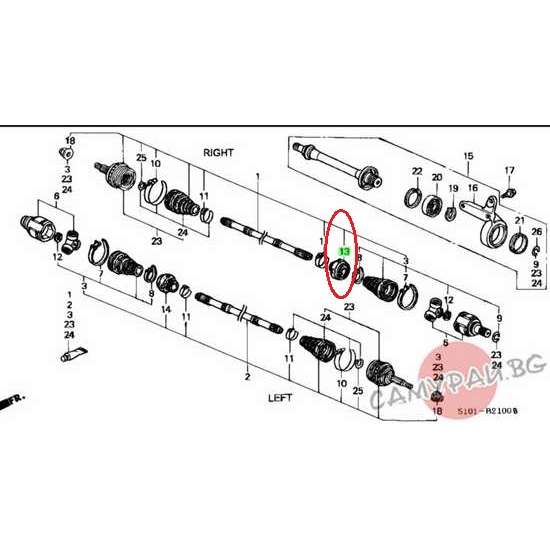 Тампон за предна дясна полуоска OEM 44351-S10-A01, 44351S10A01 HONDA CR-V