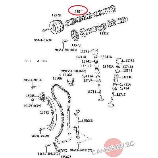 Разпределителен вал с дефазатор OEM 13501-B1020, 13501B1020 DAIHATSU Terios