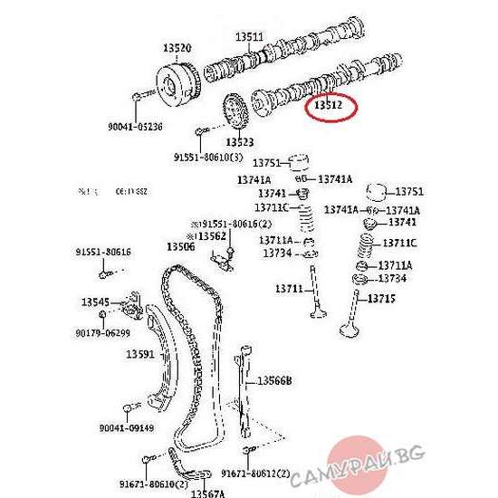 Разпределителен вал №2 OEM 13502-97401, 1350297401 DAIHATSU Terios