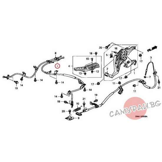 Жило за ръчна спирачка дясно OEM 47510-SWA-A02, 47510SWAA02 Mazda CX-30