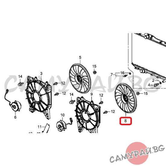 Перка за радиатор OEM 38611-RPY-G01, 38611RPYG01 HONDA Civic