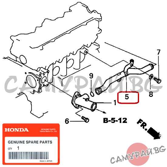 Тръба за охладителна система OEM 19505-PLZ-D00, 19505PLZD00 HONDA CIVIC