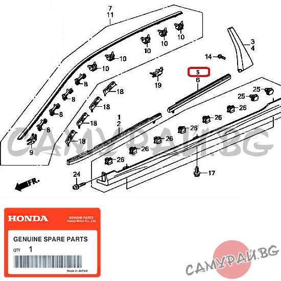 Лайстна на задна дясна врата OEM 72910-SJD-003 72910SJD003 HONDA FR-V