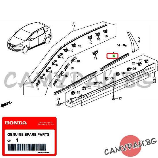 Лаистна задна лява врата OEM 72950-SJD-003 72950SJD003 HONDA FR-V