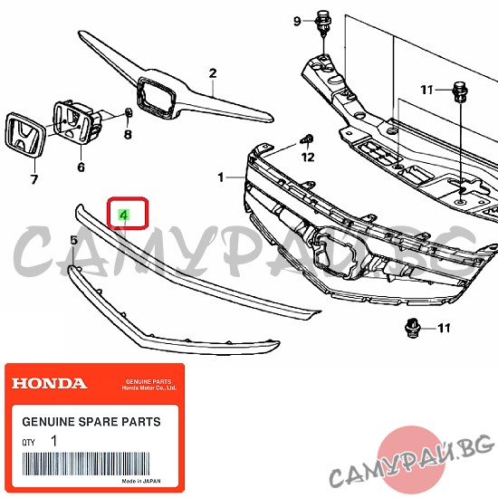 Лайстна под решетка OEM 71124-SEA-003, 71124SEA003 Honda Accord