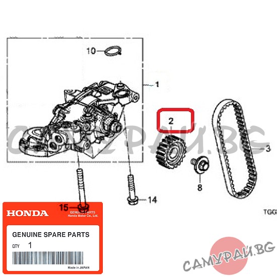 Зъбно колело маслена помпа OEM 15133-5AY-H01, 151335AYH01 HONDA CIVIC