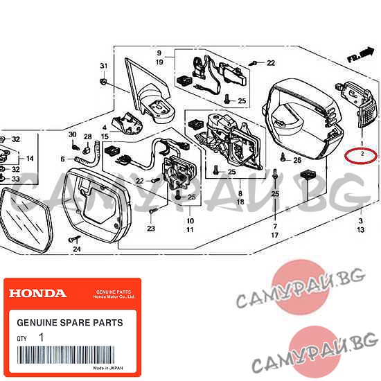 Мигач странично огледало ляв OEM 34350-SWA-003, 34350SWA003 HONDA CR-V