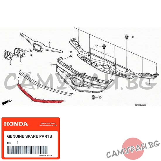 Лайстна под решетка хром OEM 71125-SEA-003, 71125SEA003 Honda Accord